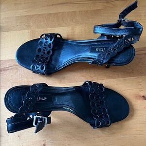 White House Black Market Chic Black Circle Strap Sandals